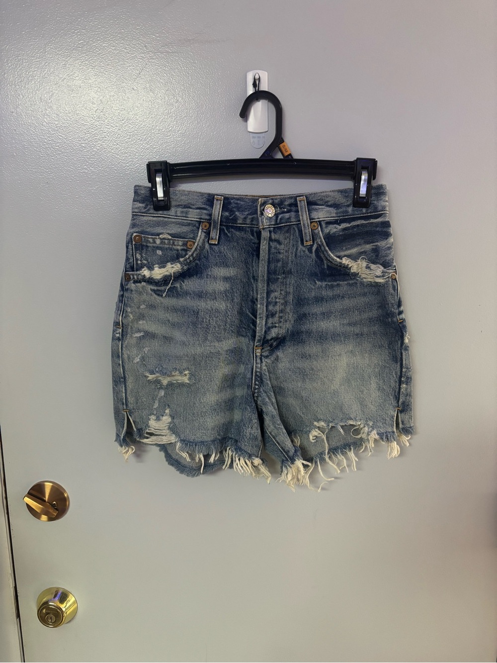 Agolde Distressed Cutoff Denim Shorts - Blue